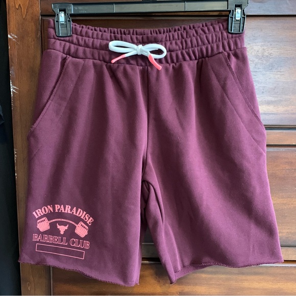 PROJECT ROCK - Maroon Pull On Shorts - Picture 1 of 12